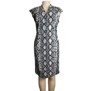 New York & Company women's black and white snake print dress size MP